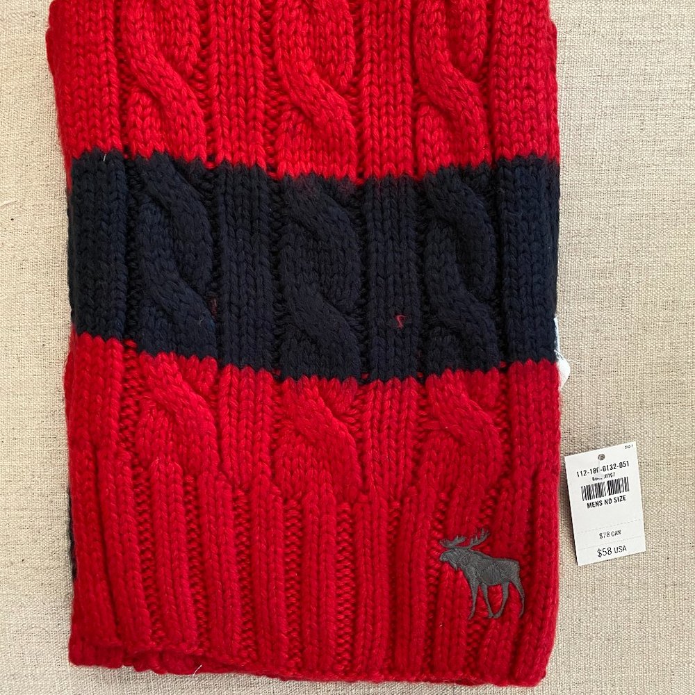 Abercrombie & Fitch mens red and black striped scarf